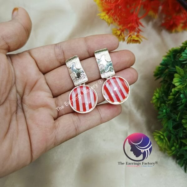 Western Silver Colourful Stone Drop Earrings - Image 3