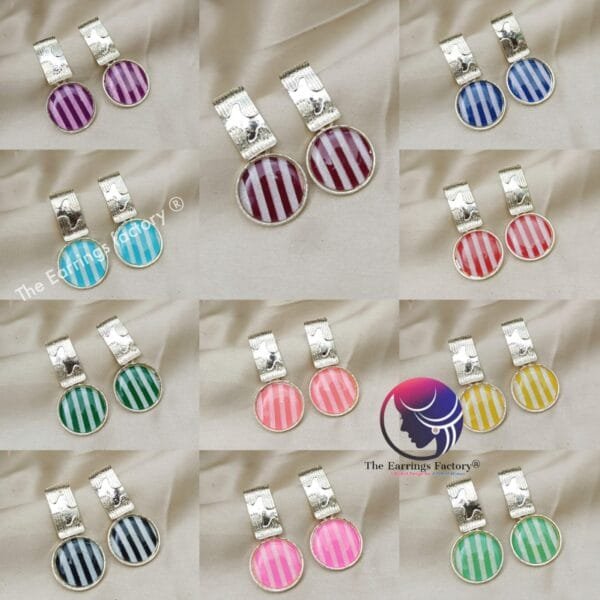 Western Silver Colourful Stone Drop Earrings - Image 2
