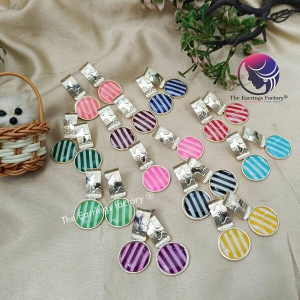 Western Silver Colourful Stone Drop Earrings