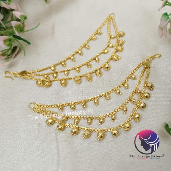 Trending Golden Ear chain Three Layer Mattal - Image 2