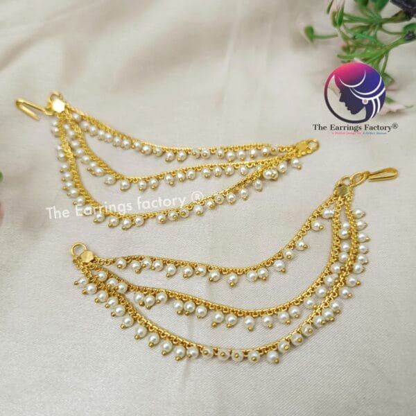 Trending Golden Ear chain Three Layer Mattal - Image 2