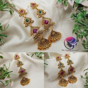 Traditional Golden Stone Long Jhumka