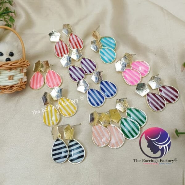 Western Silver Colourful Stone Drop Earrings