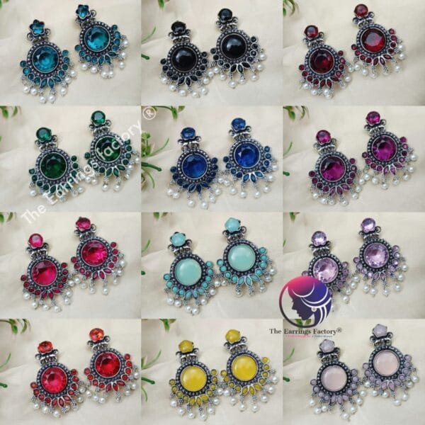Trending Silver Crystal Stone Party wear Earrings - Image 2