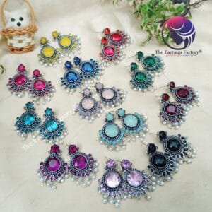 Trending Silver Crystal Stone Party wear Earrings