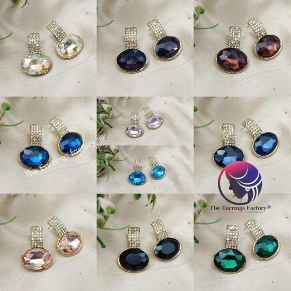 Trending Golden Crystal Stone Studs - Image 2