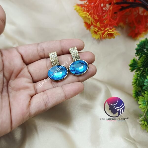 Trending Golden Crystal Stone Studs - Image 3