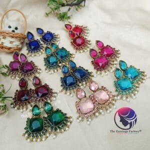 Trending Golden Crystal Stone Party wear Earrings