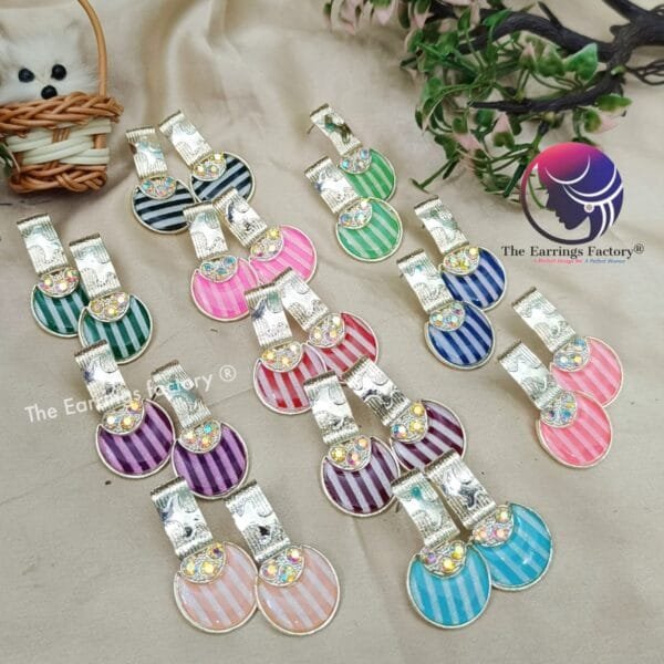 Western Silver Colourful Blinking Stone Drop Earrings