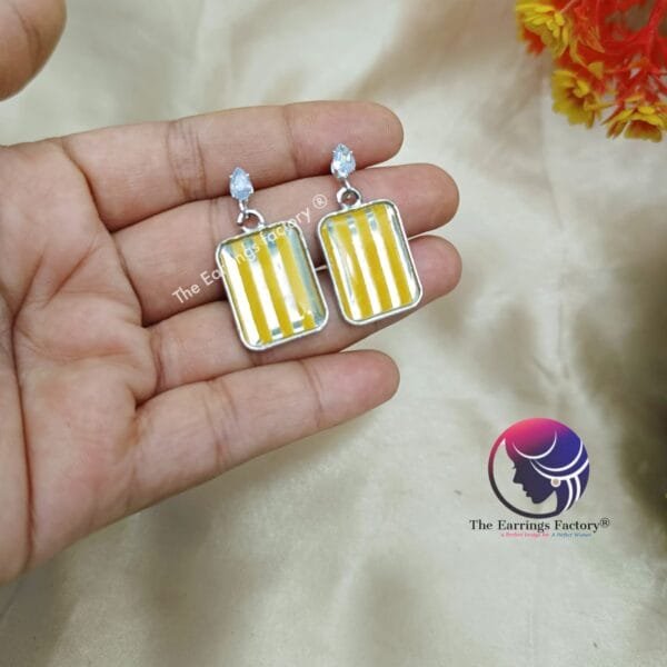 Western Silver Colourful Stone Drop Earrings - Image 3