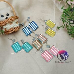 Western Silver Colourful Stone Drop Earrings