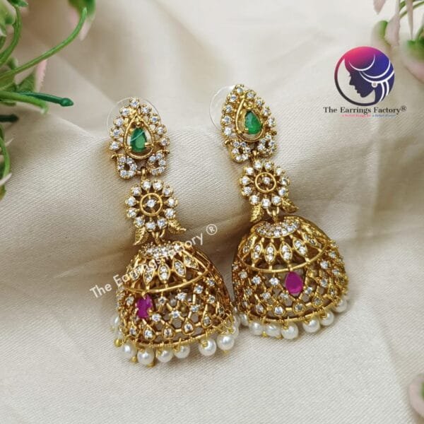 Traditional Antique Stone Premium Jhumka - Image 3