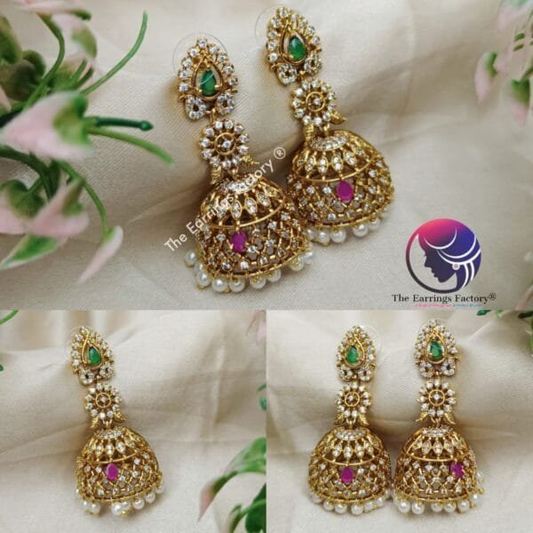 Traditional Antique Stone Premium Jhumka