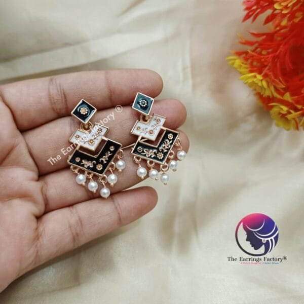 Trending Rose Gold Meenakari Studs - Image 3