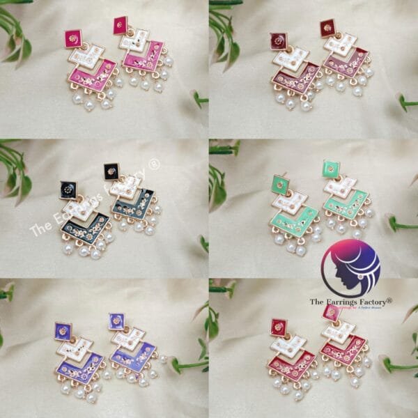 Trending Rose Gold Meenakari Studs - Image 2