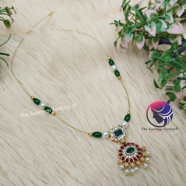 Trending Invisible Golden Multi Stone Necklace - Image 2