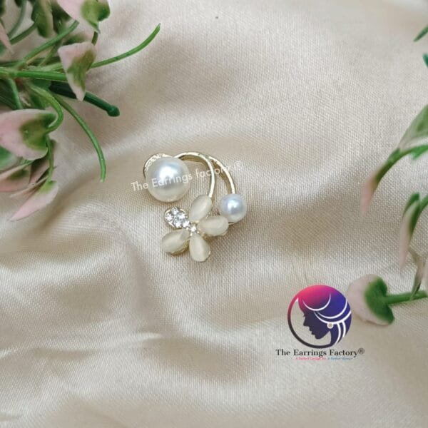Korean Stylish Floral Pearl Earrings - Image 3