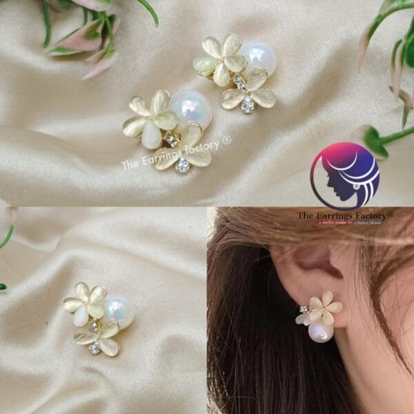 Trending Korean Floral Pearl Studs