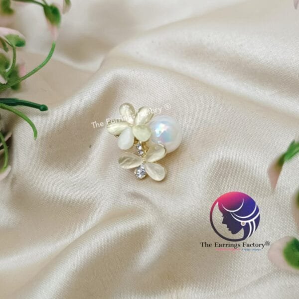 Trending Korean Floral Pearl Studs - Image 3