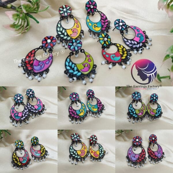 Fancy Colourful Black Earrings