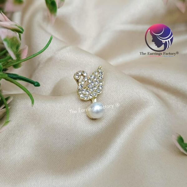 Trending Korean Swan Stone Pearl Studs - Image 4