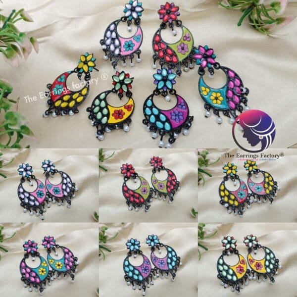 Fancy Colourful Black Earrings