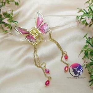 Korean Gold Pearl Tassel Butterfly Metal Clutcher