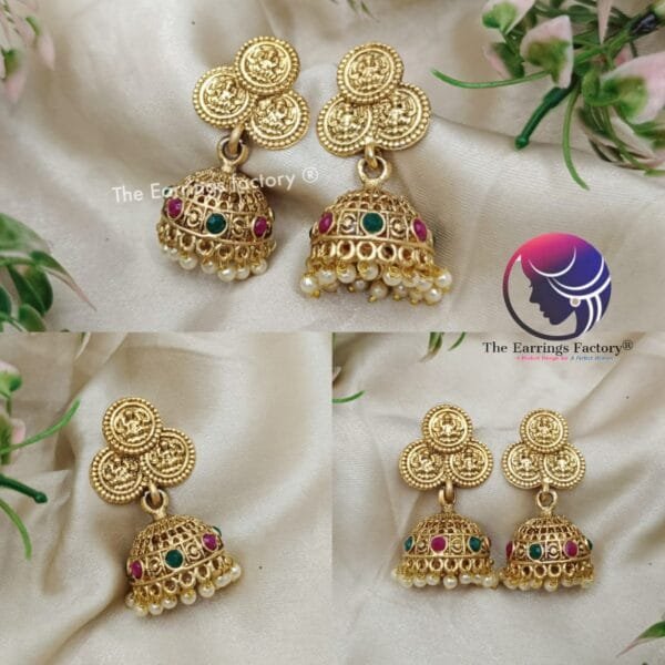 Traditional Antique Lakshmi Stone Jhumka