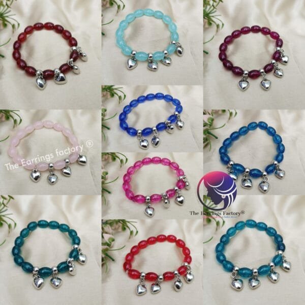 Colour Pearl Beaded Stretchable Silver Star Bracelet - Image 2