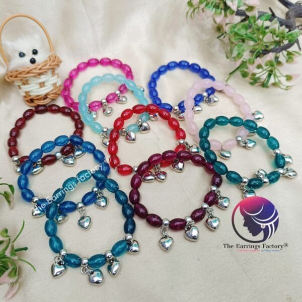 Colour Pearl Beaded Stretchable Silver Star Bracelet