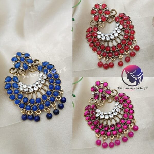 Weightless Golden Stone Party wear Earrings - Image 2