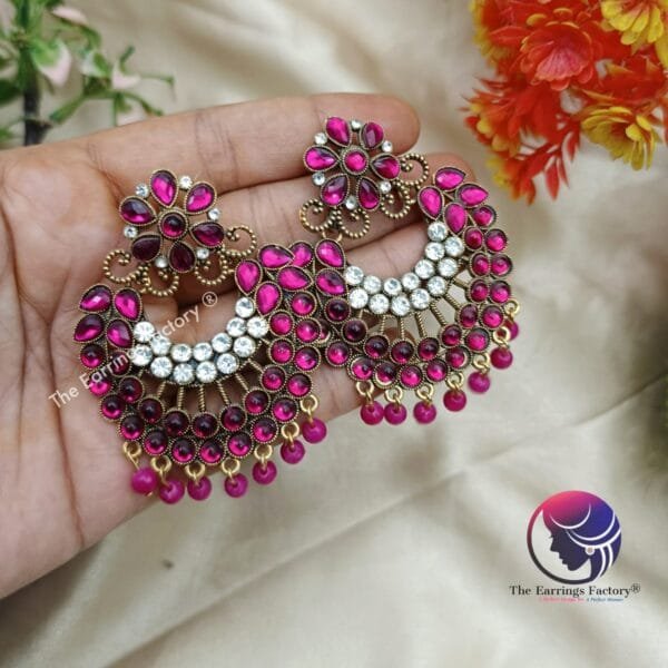 Weightless Golden Stone Party wear Earrings - Image 3