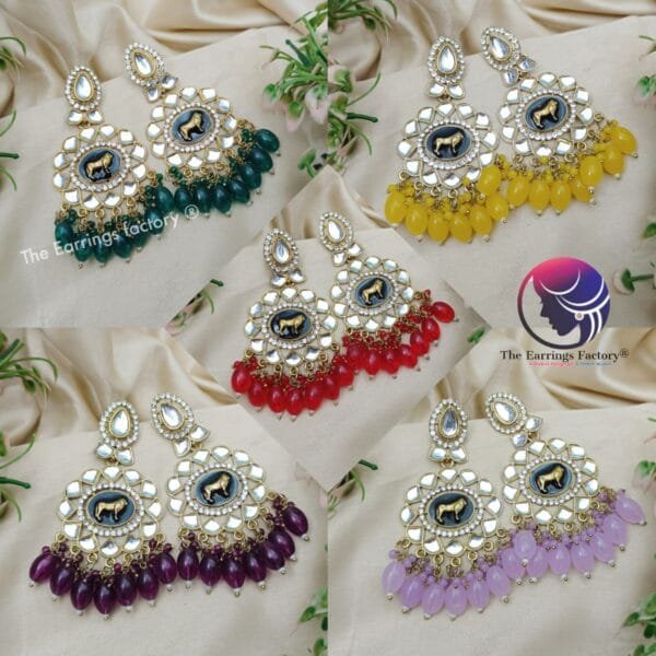 Weightless Golden Kundan Stone Pearl Beads | wedding | Party wear Earrings - Image 2