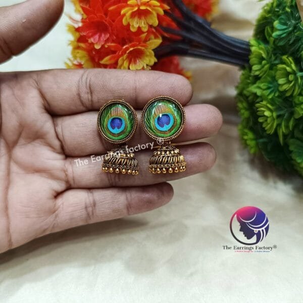 Classic Golden | Silver Peacock Jhumka - Image 3
