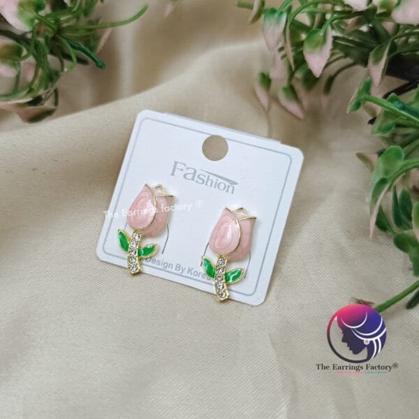 Trending Korean Rose flower Studs - Image 2