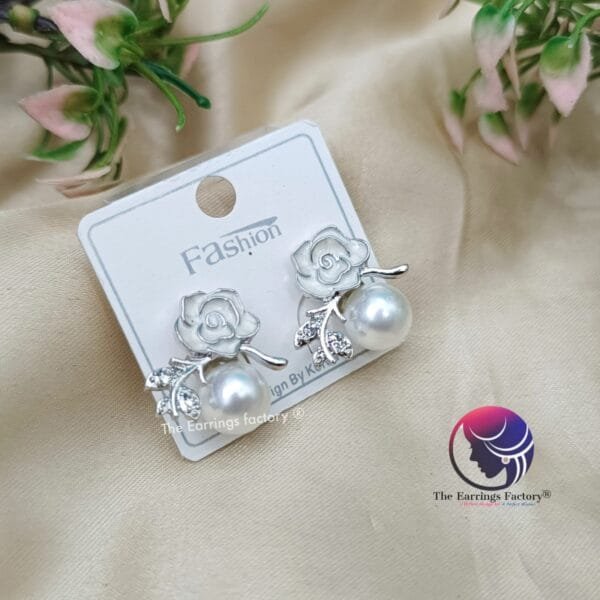 Trending Korean Silver flower Pearl Studs