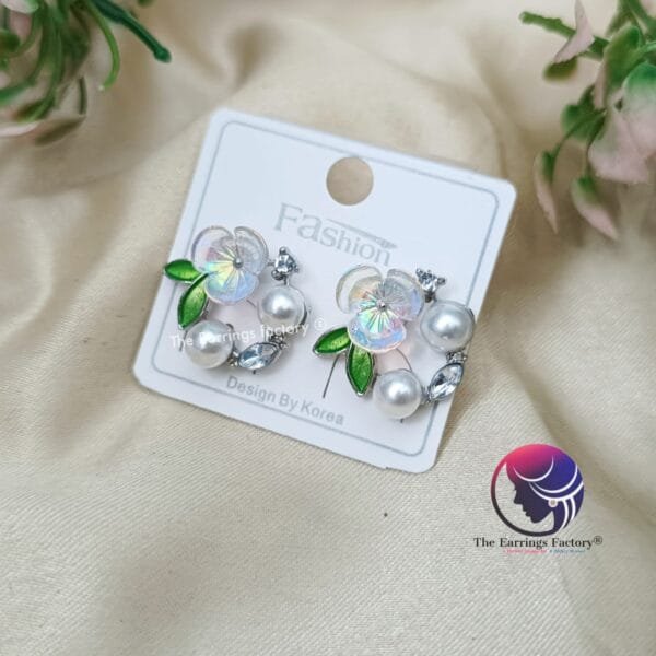 Trending Korean Silver flower Pearl Studs
