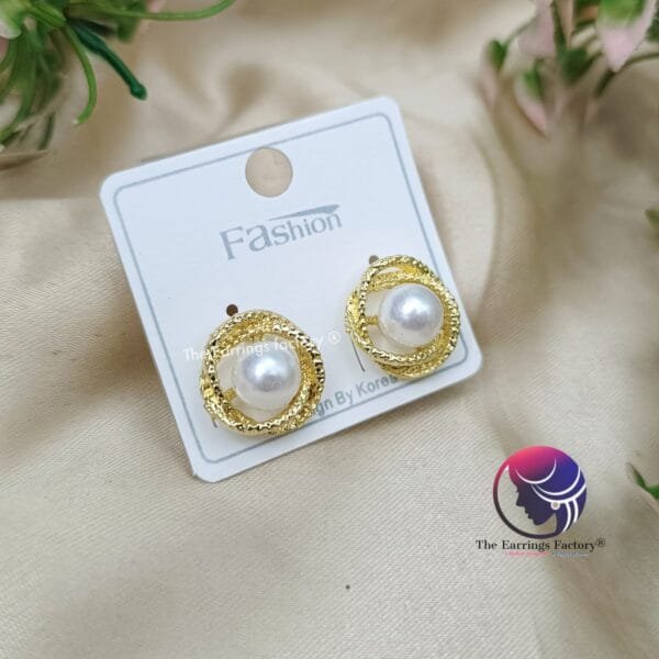 Trending Korean Stylish Golden  Pearl Studs