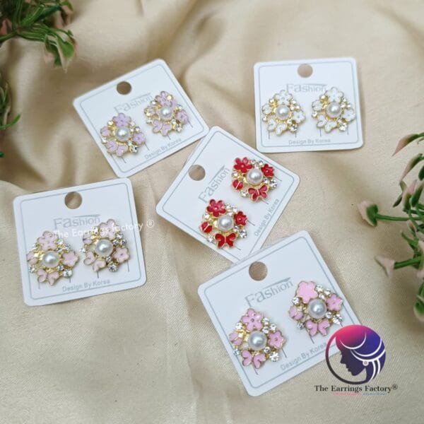 Trending Korean Golden flower Pearl Studs