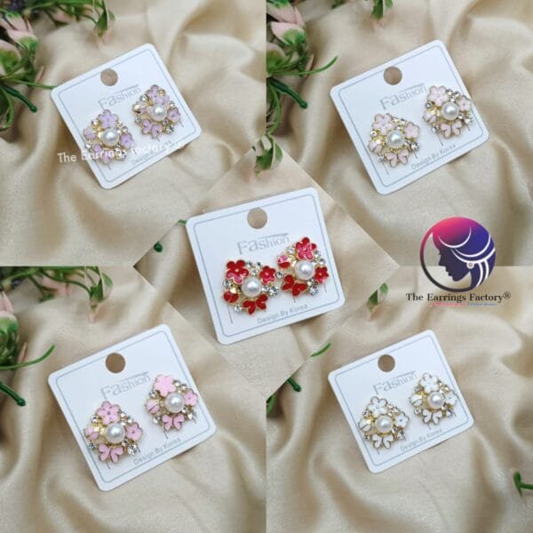 Trending Korean Golden flower Pearl Studs - Image 2