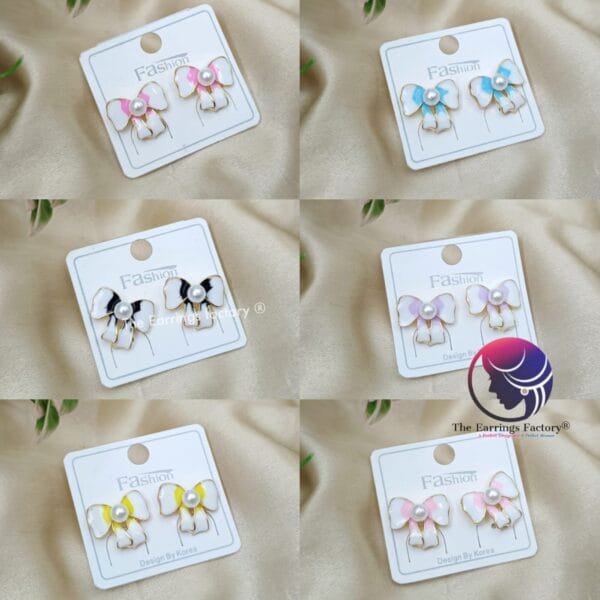 Trending Korean Golden Bow Shape Pearl Studs - Image 2