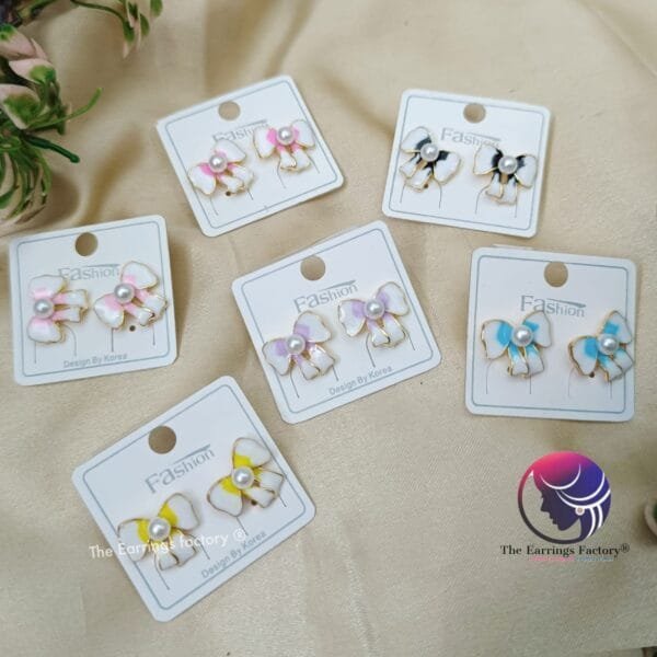 Trending Korean Golden Bow Shape Pearl Studs
