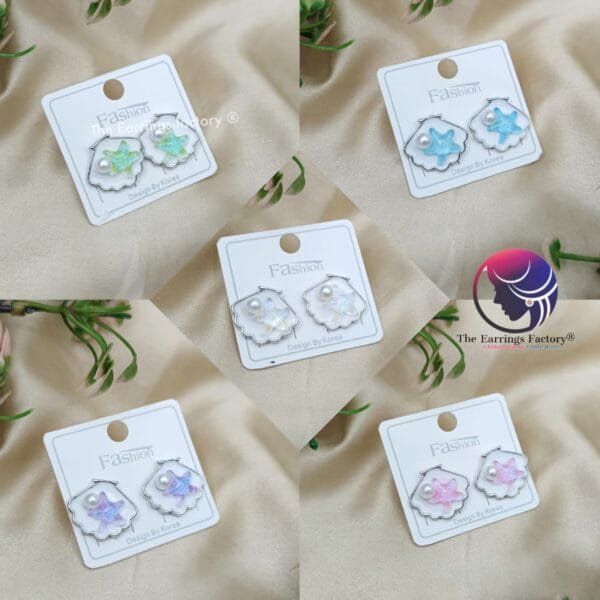 Trending Korean Silver Resin Star Shape Pearl Studs - Image 3
