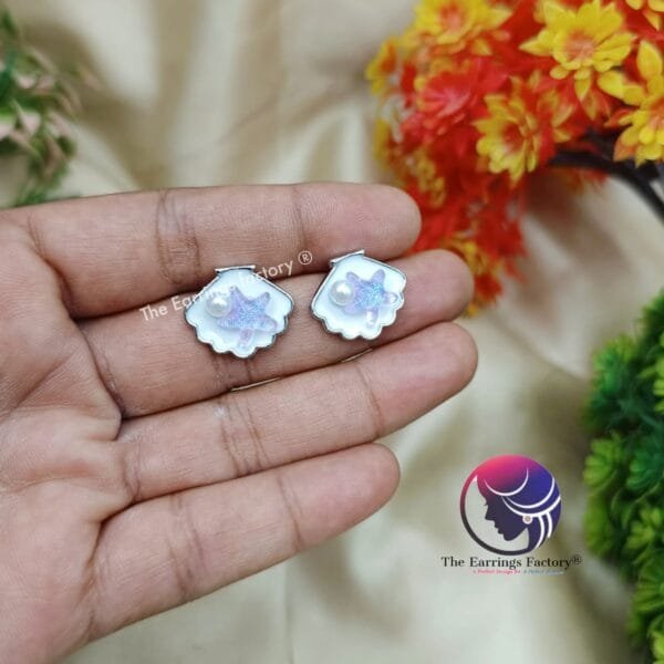Trending Korean Silver Resin Star Shape Pearl Studs - Image 2