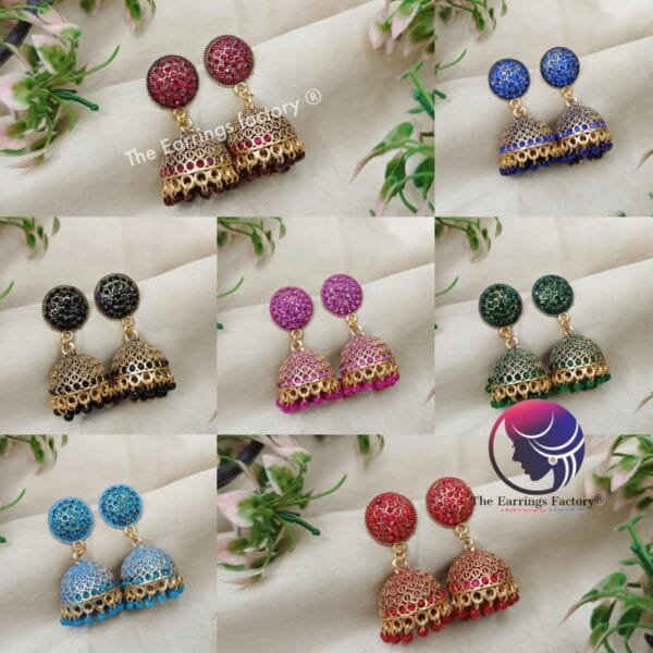 Traditional Golden Stone Jhumka - Image 3