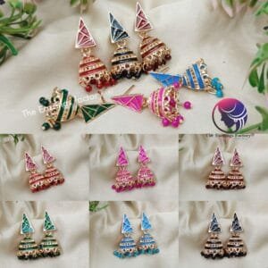 Trendy Colourful Rose Gold Jhumka