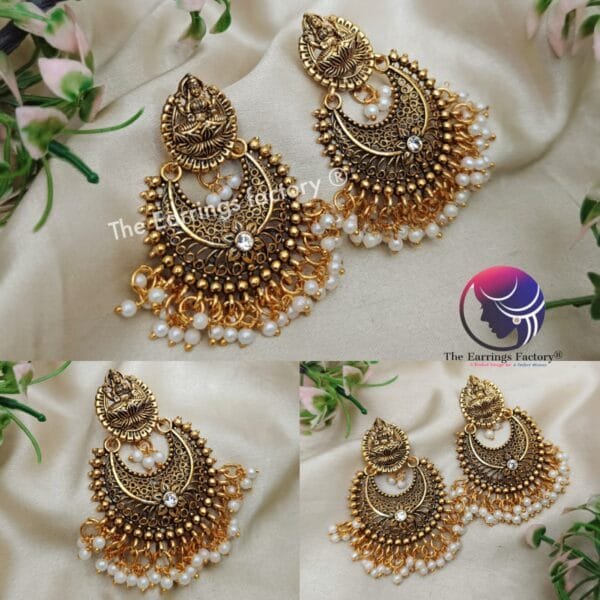 Traditional Golden Lakshmi Temple Earrings