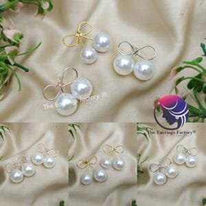 Western Silver | Golden | Rose Golden Bow Pearl Stud Earring