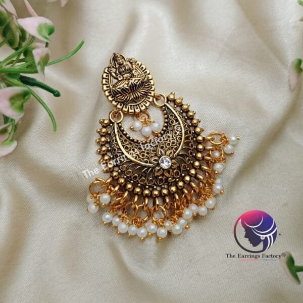Traditional Golden Lakshmi Temple Earrings - Image 2