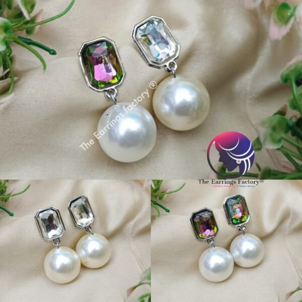 Western Crystal Stone Pearl Ball Drop Fancy Earrings